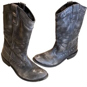 Diba Gray genuine leather Lie Lack distressed boots, Women's Size 39 (US 8)